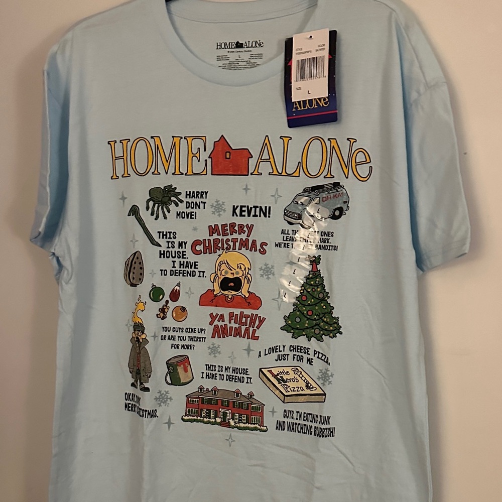 Home Alone Men's Light Blue Graphic Tee